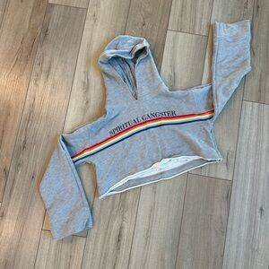 Spiritual Gangster Gray Cropped Hoodie